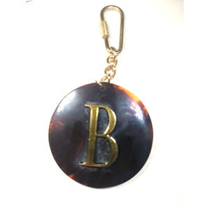 Large Acrylic Tiger Color Keychain Initial B Keychain Purse Clip